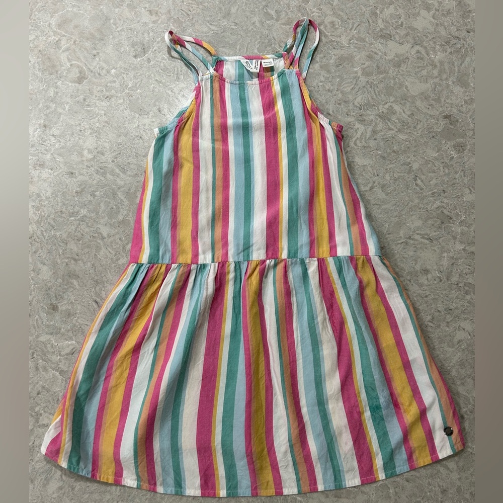3/$22 ROXY Colorful Stripe Summer Beachy Dress size 10 M GIRLS NWOT